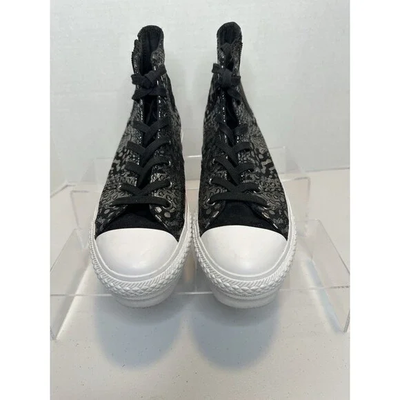 Converse Chuck Taylor All Star Black Metallic Leather Platform Chelsea Hi Top 8 - Picture 4 of 10